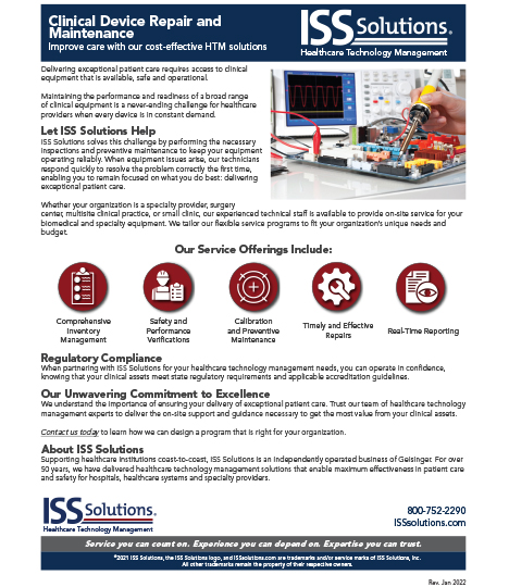 Clinical Device Repair and Maintenance Datasheet